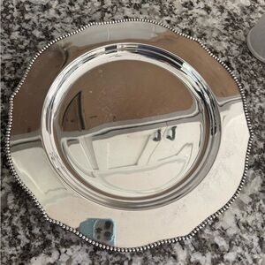 Antique Beaded Strand Victor S. P. Silver plate Serving Platter Tray 14.25”